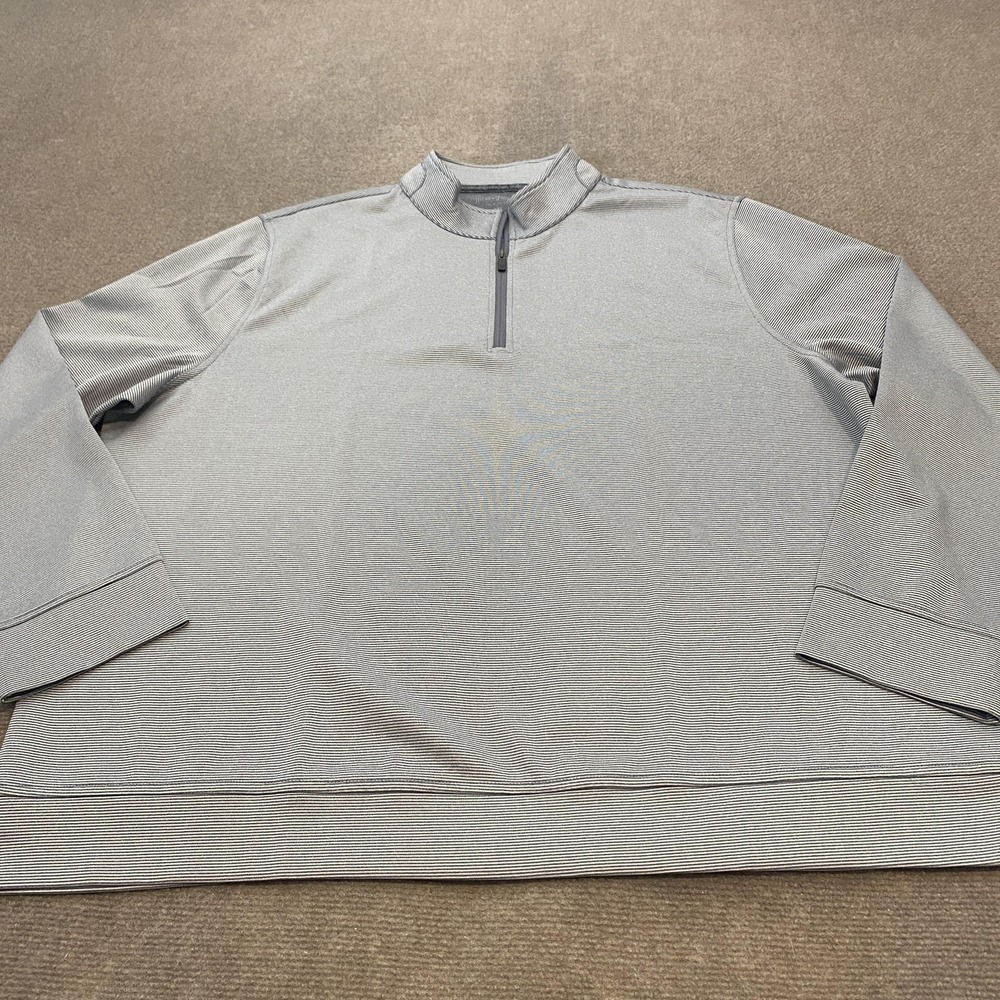 Hickey Freeman Pullover Mens 2XL Micro Stripe Quarter Zip Mock Neck Stretch Golf